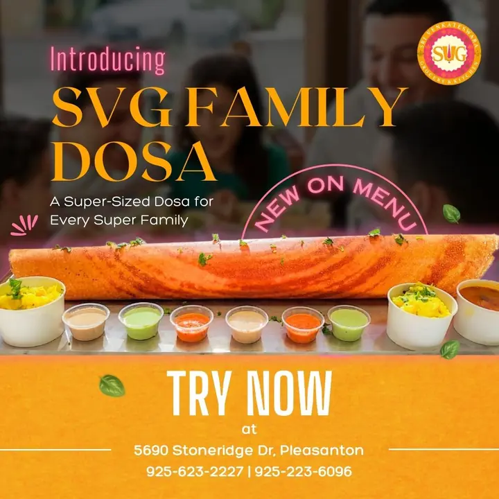 SVG Family Dosa, a super-sized dosa with chutneys